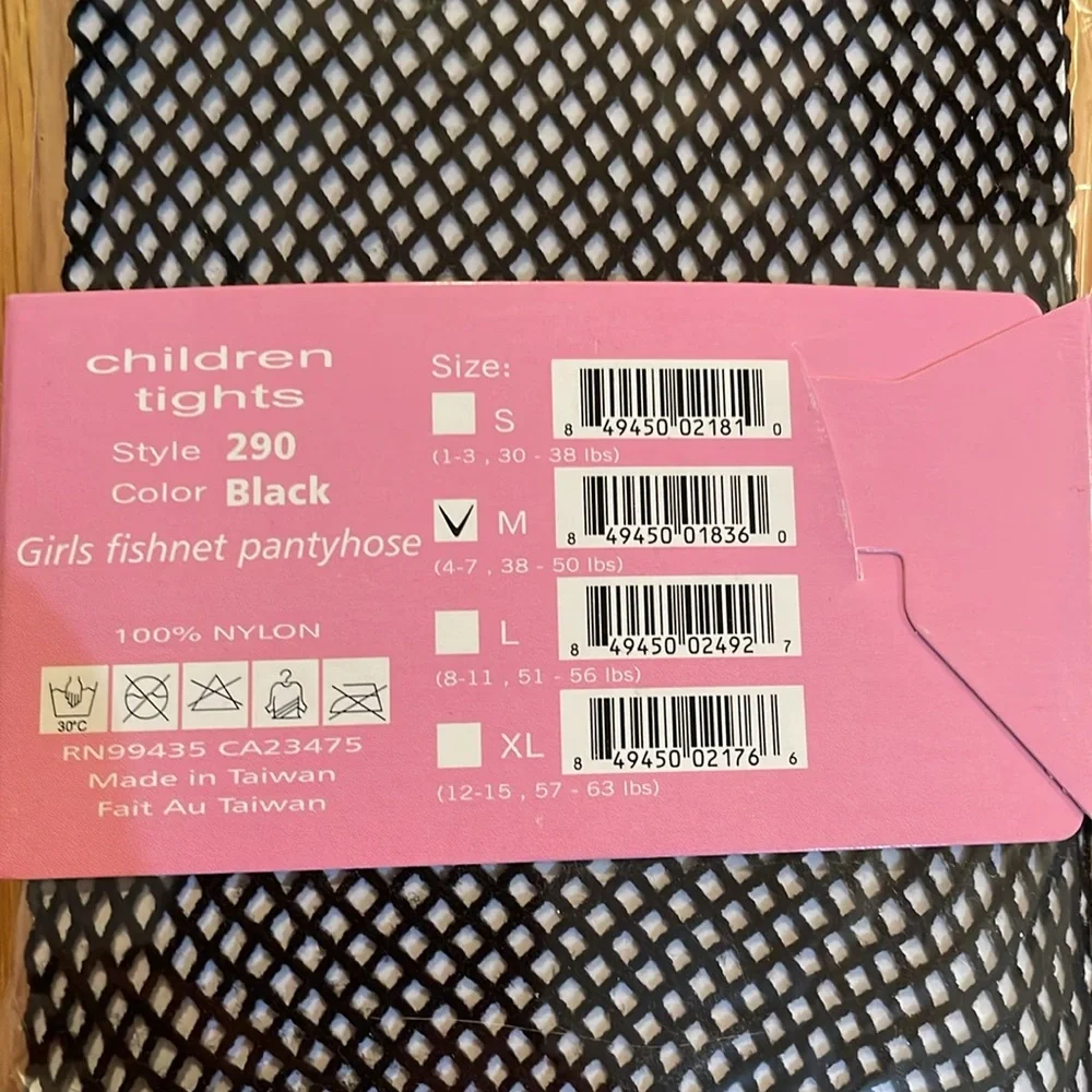 NIP CHILDRENS Black Fishnet Tights Size M (4-7, 38-50lbs)